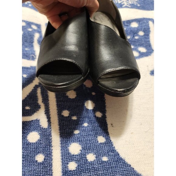 Lifestride Black Faux Leather Peep Toe Pump Heels Size 8.5 - Picture 2 of 10
